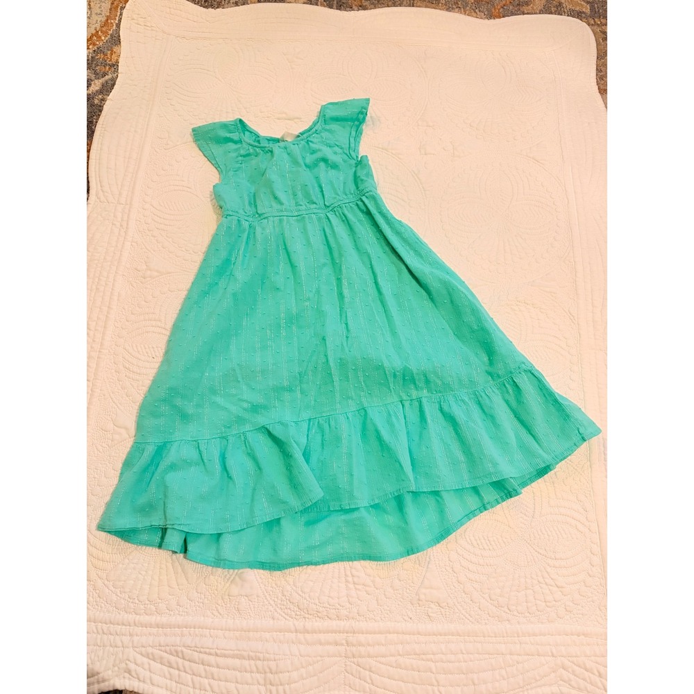 Toddler Girl Western Boho Mint Green Aqua Sleeveless Tiered Summer Dress Size 4T - Picture 2 of 8